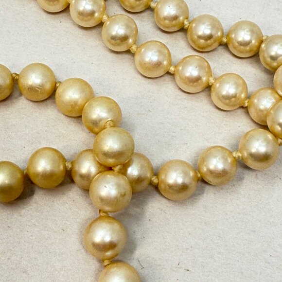 Vintage Marvella Imitation Pearl Necklace Knotted Thread Long Length Signed - Picture 13 of 13